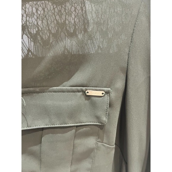 Vintage Y2K bebe Army Green Lace Back Button Down Blouse Size Medium - Picture 3 of 8